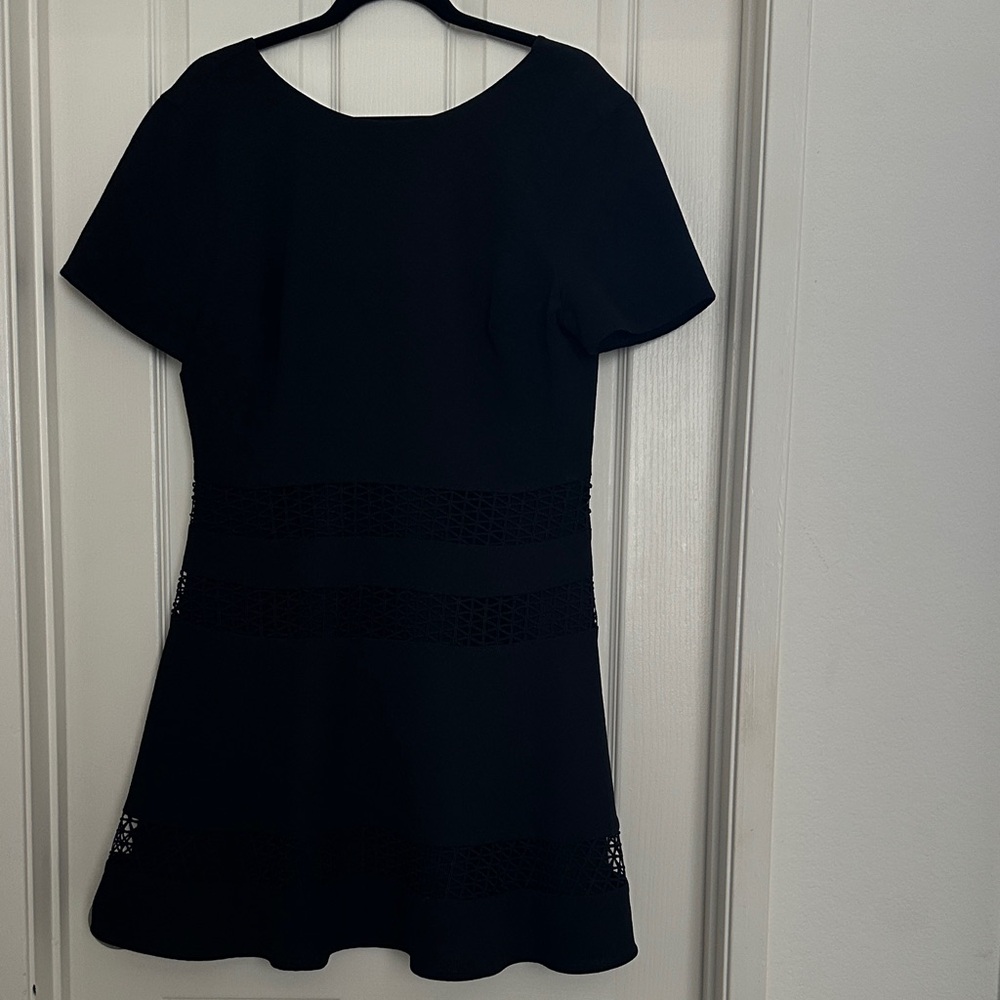 Chelsea28 Black Short-Sleeve Mini Dress with Lace Insets